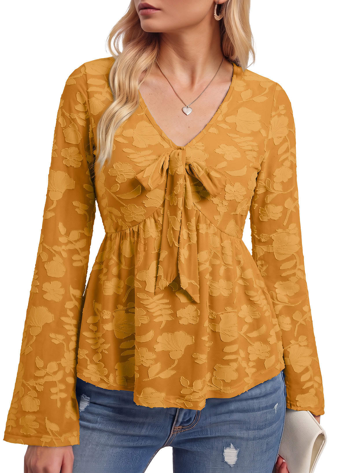 Dokotoo Cute Long Bell Sleeve Peplum Babydoll Tops Going Out Outfits