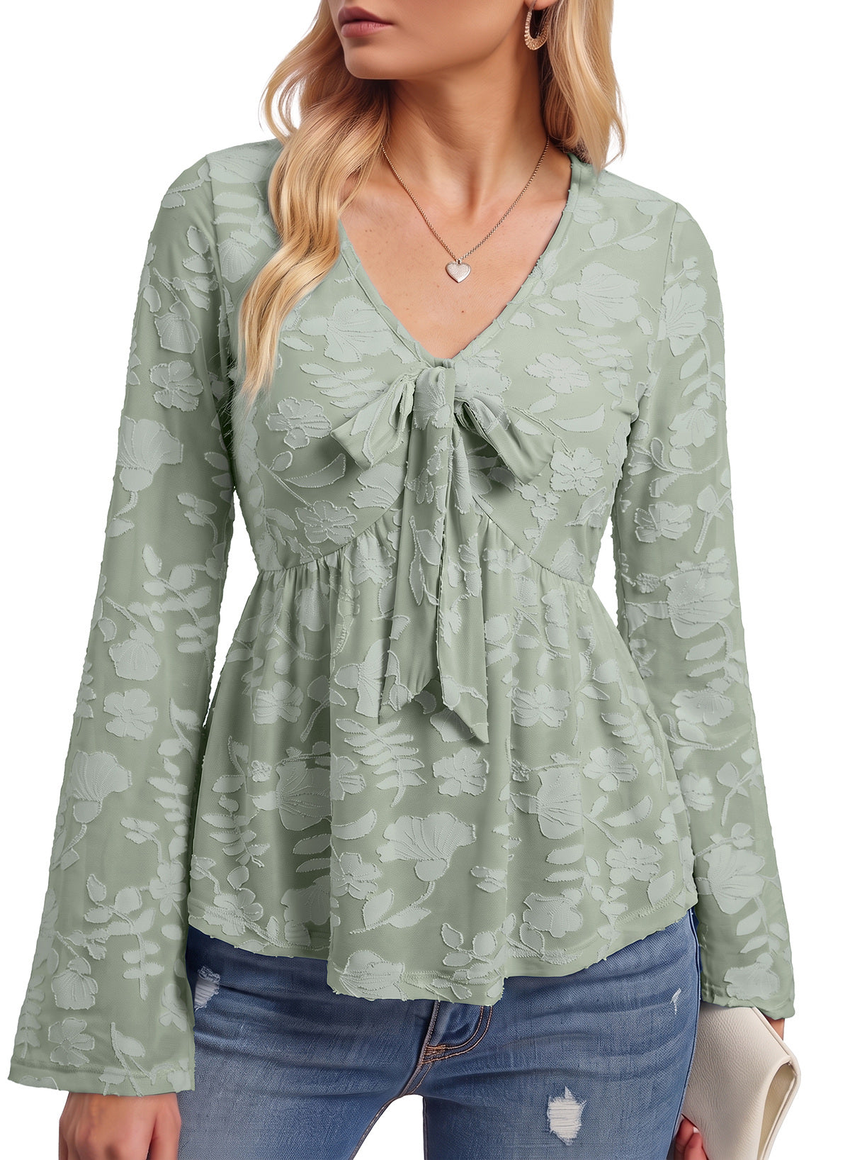 Dokotoo Cute Long Bell Sleeve Peplum Babydoll Tops Going Out Outfits