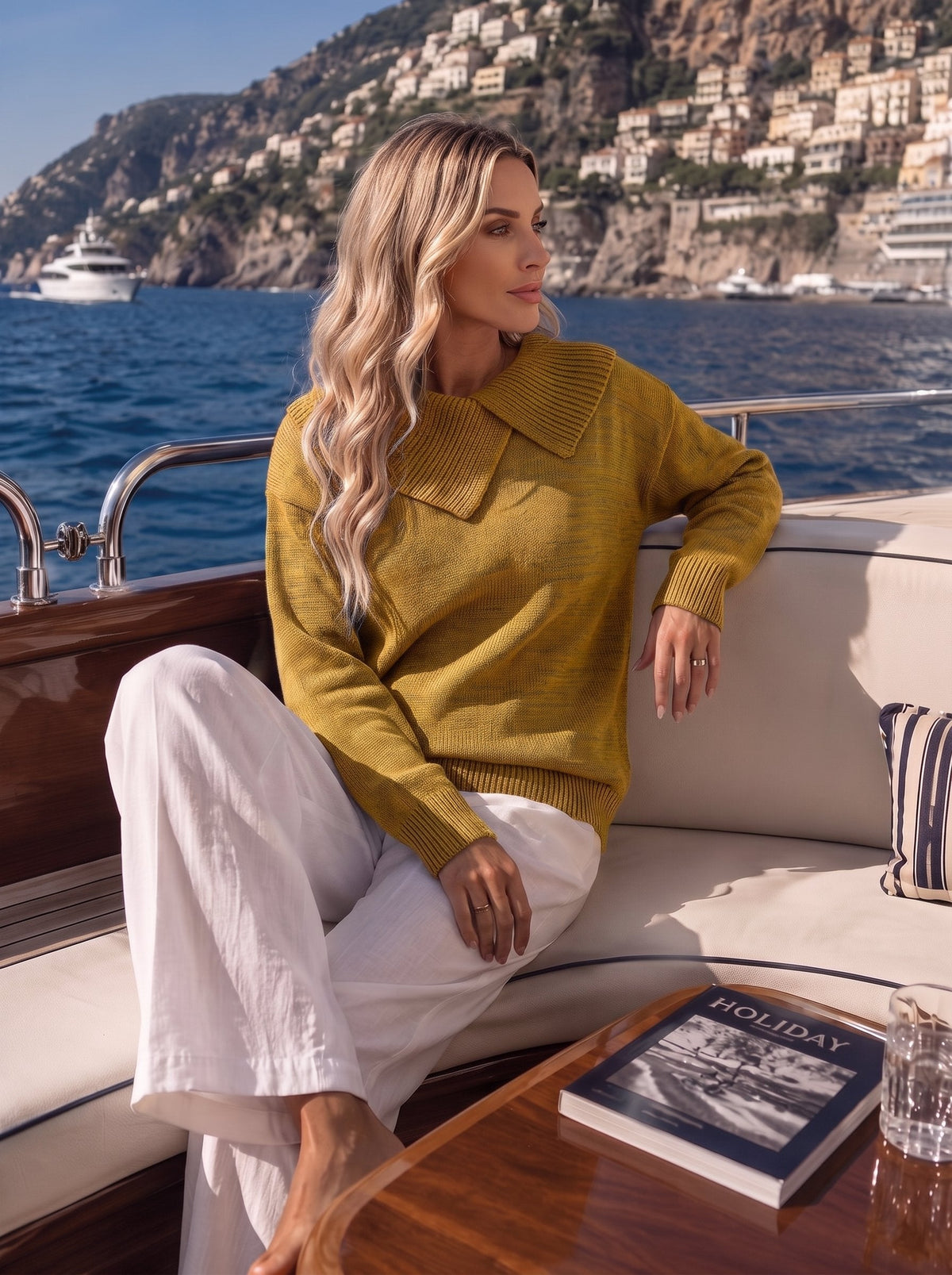 Asymmetrical Lapel Collar Pullover Sweater Tops