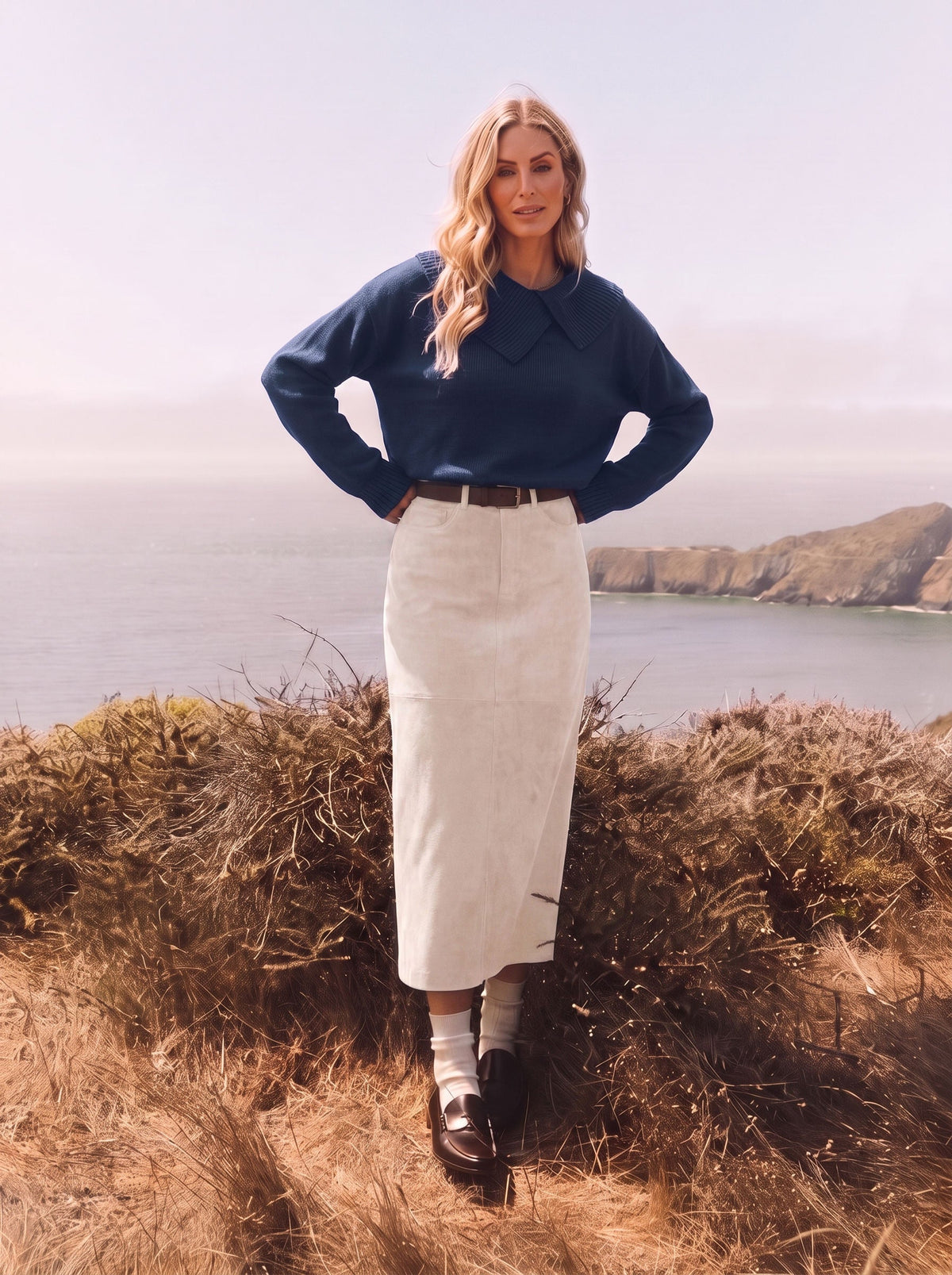 Asymmetrical Lapel Collar Pullover Sweater Tops