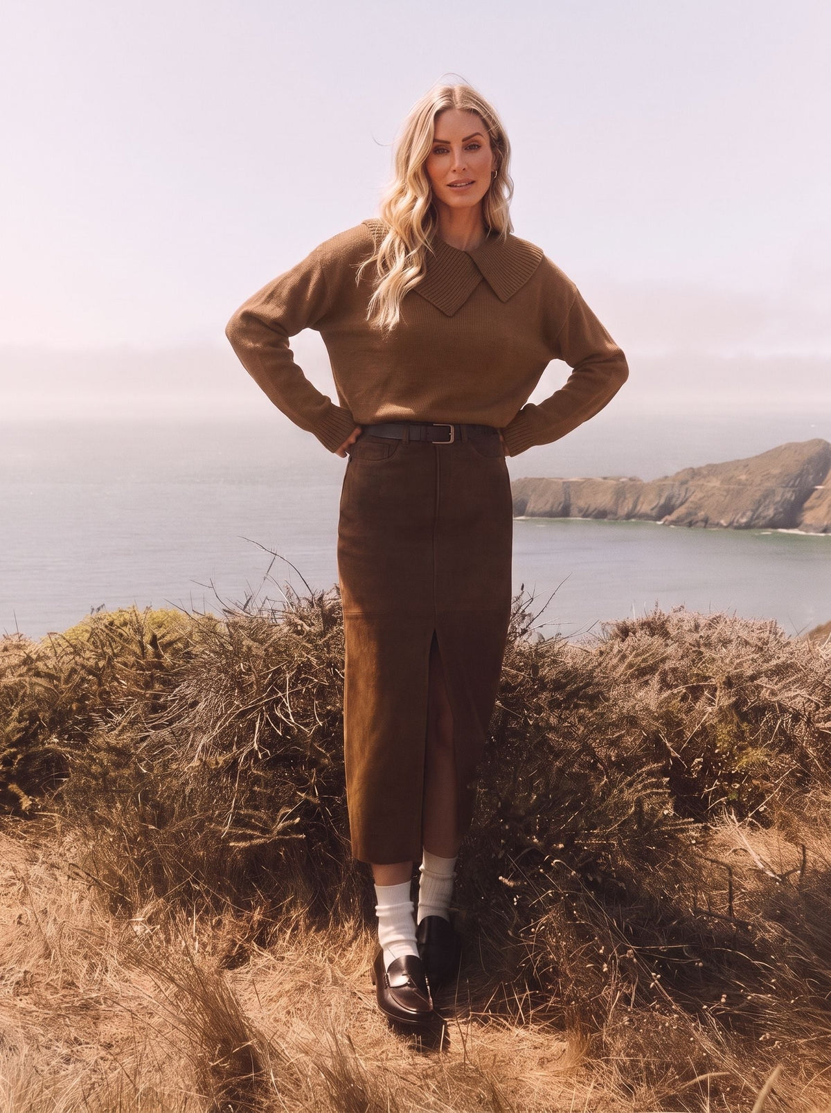 Asymmetrical Lapel Collar Pullover Sweater Tops