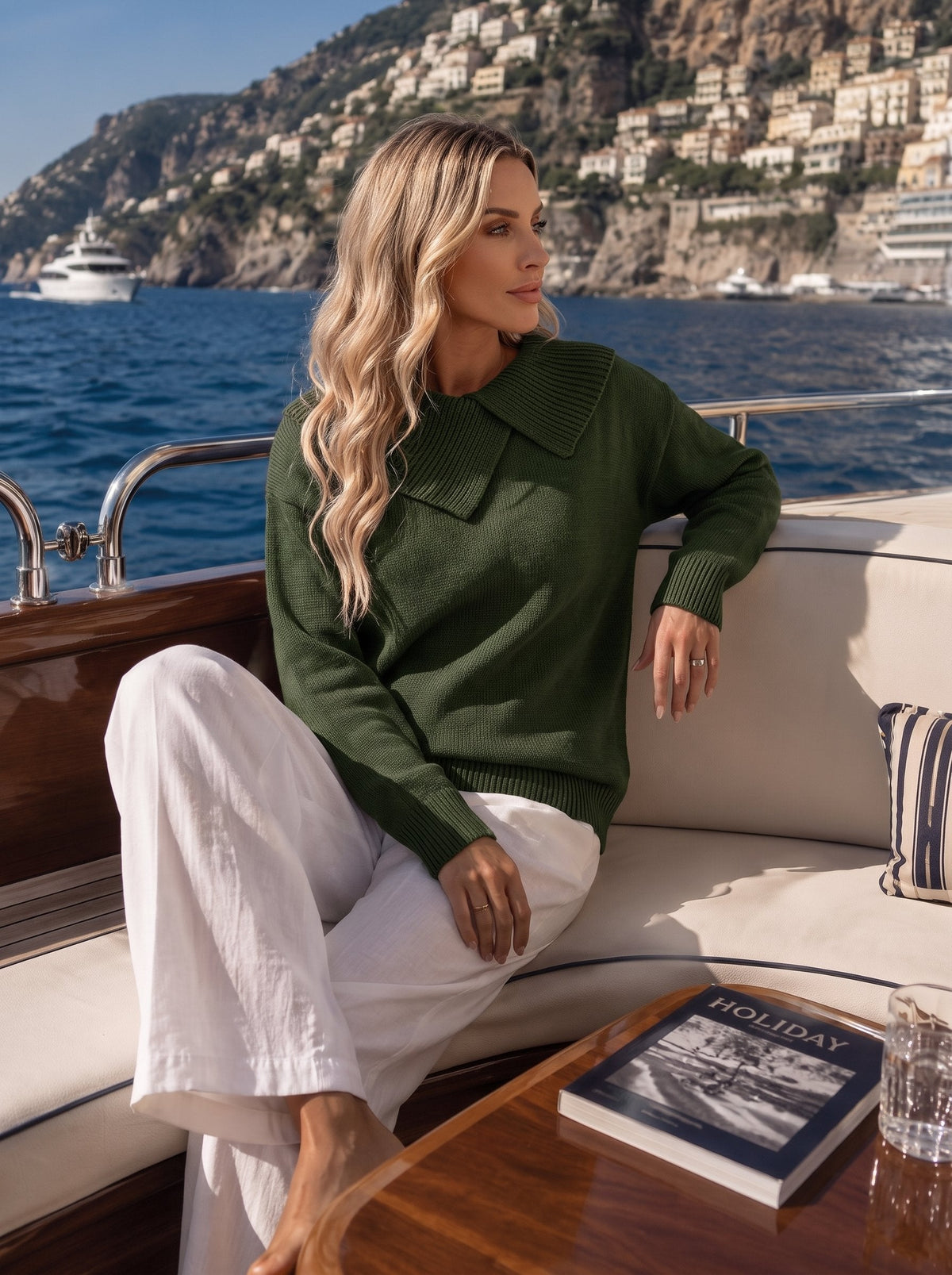 Asymmetrical Lapel Collar Pullover Sweater Tops