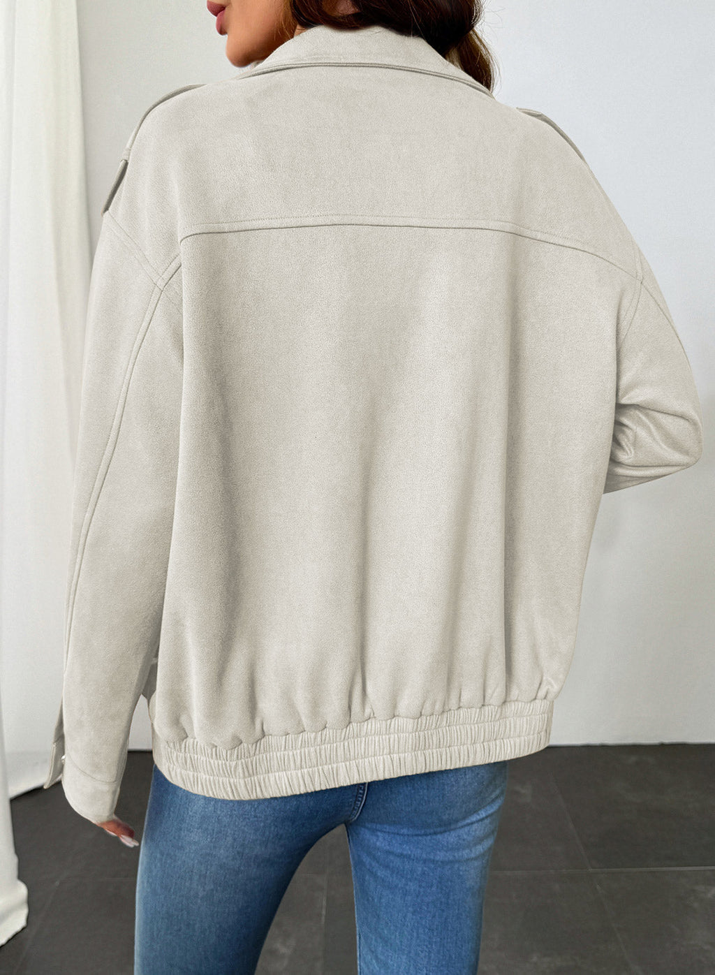 Dokotoo Womens Casual Cropped Bomber Jackets Trendy Solid Zip Up Coats
