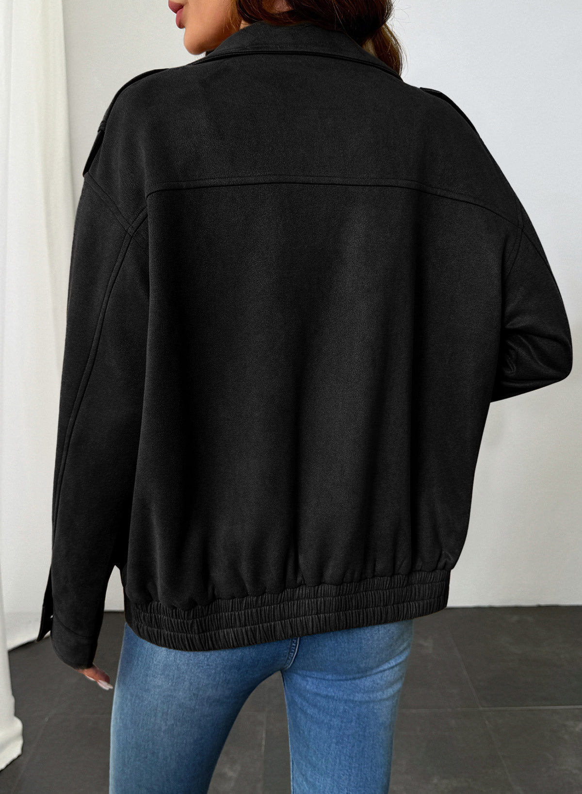 Dokotoo Womens Casual Cropped Bomber Jackets Trendy Solid Zip Up Coats