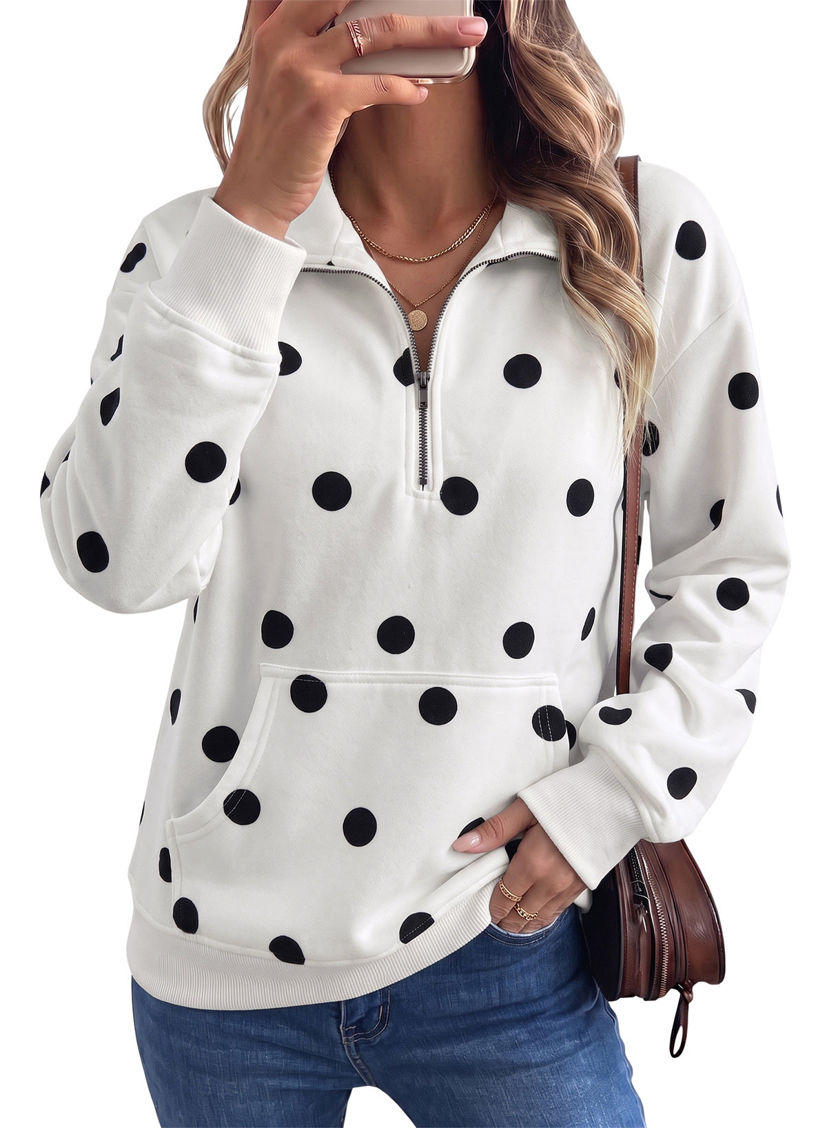 Dokotoo Sweatshirt for Women Half Zip Long Sleeve Casual Pullover Tops