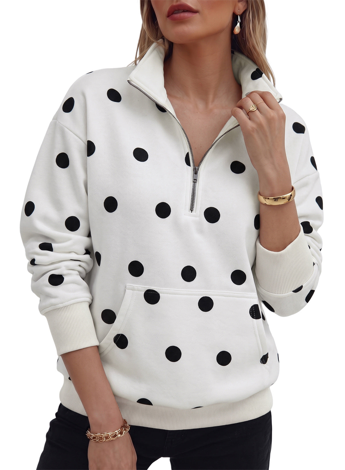 Dokotoo Sweatshirt for Women Half Zip Long Sleeve Casual Pullover Tops