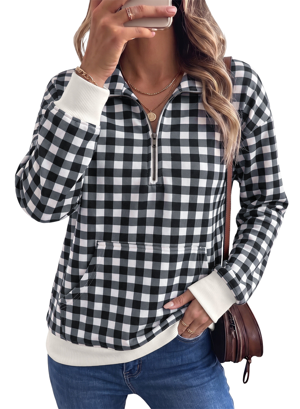 Dokotoo Sweatshirt for Women Half Zip Long Sleeve Casual Pullover Tops