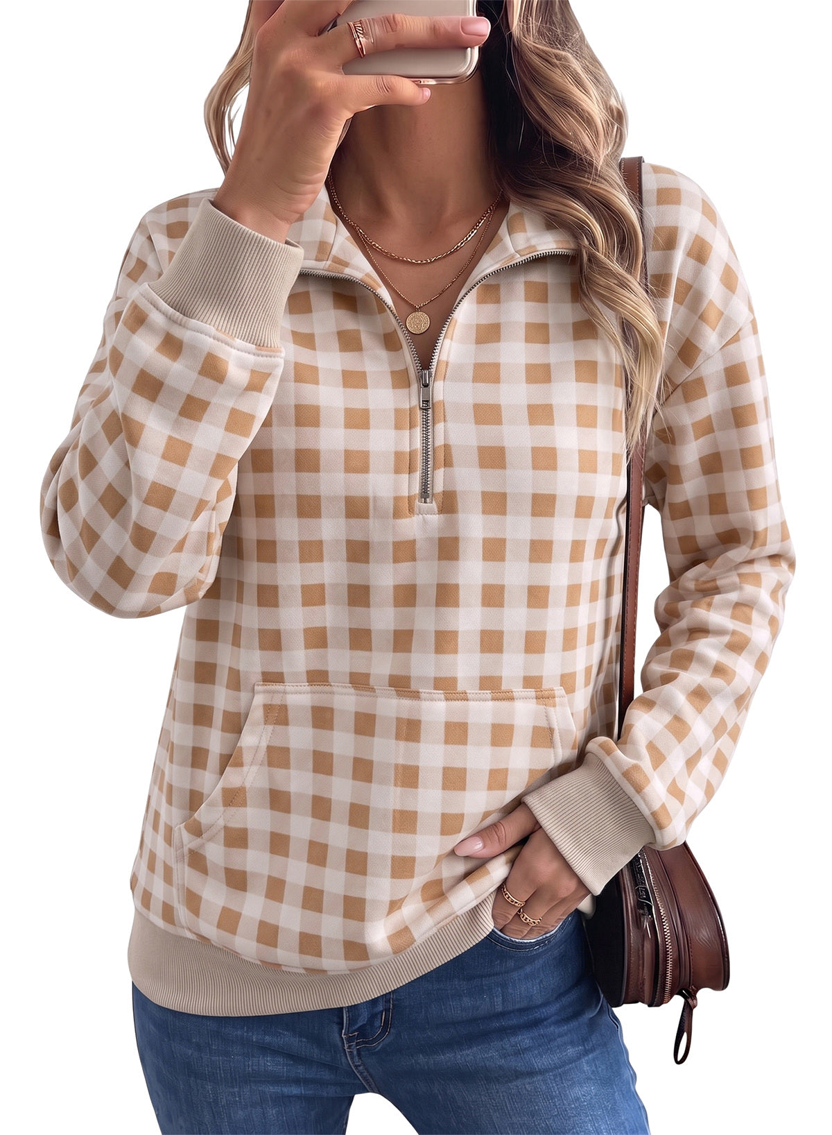 Dokotoo Sweatshirt for Women Half Zip Long Sleeve Casual Pullover Tops