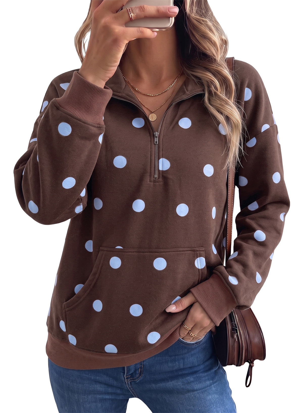 Dokotoo Sweatshirt for Women Half Zip Long Sleeve Casual Pullover Tops