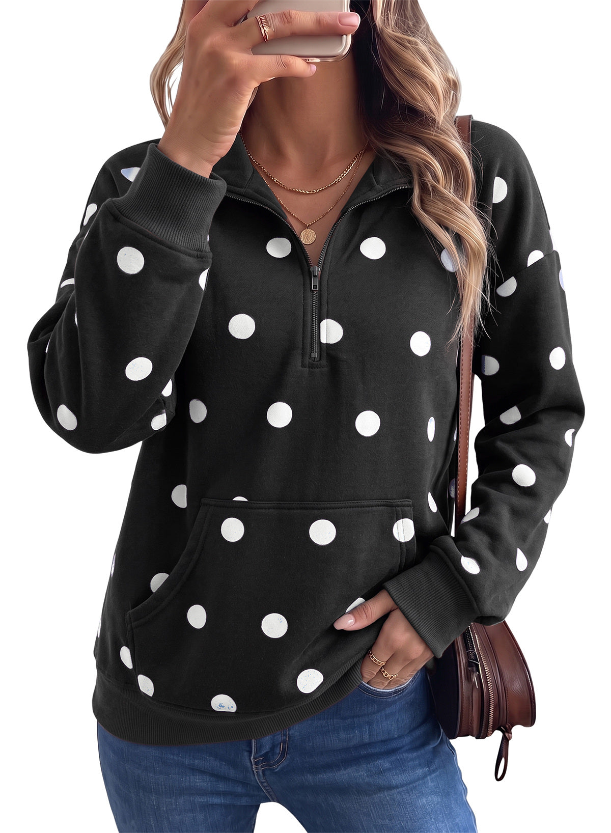 Dokotoo Sweatshirt for Women Half Zip Long Sleeve Casual Pullover Tops