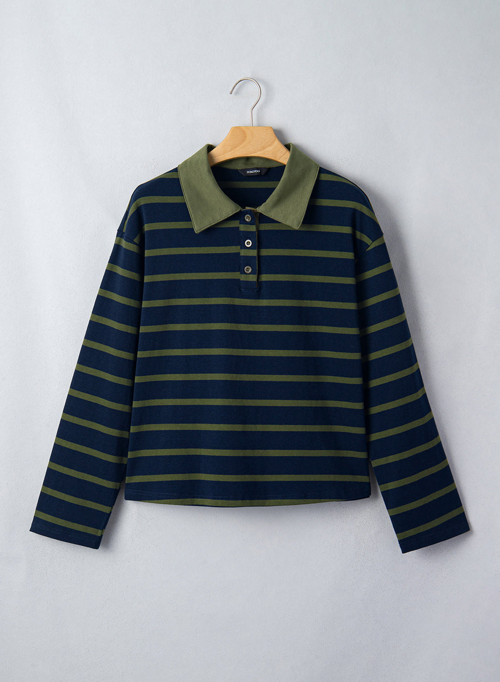 Dokotoo Womens Tops Long Sleeve Striped Color Block Button Down Shirts