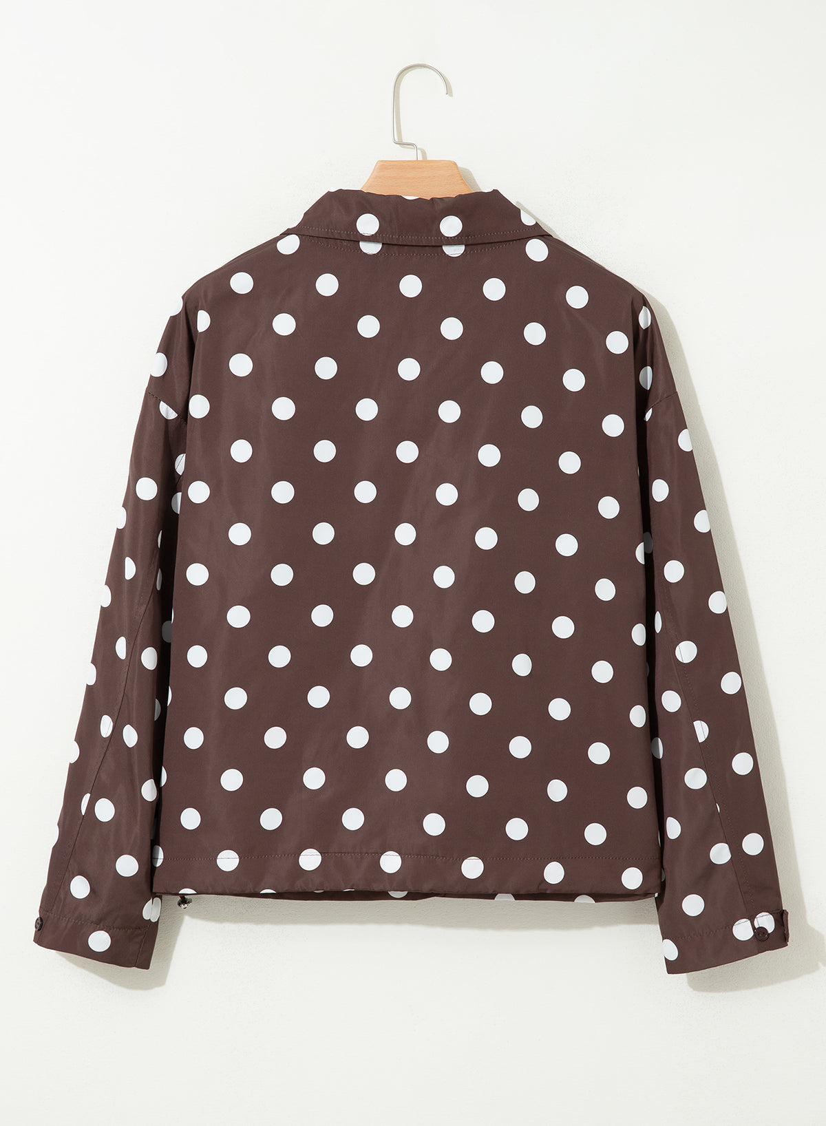 Dokotoo Womens Cropped Jacket Drawstring Zip Up Polka Dot Oversized Coats