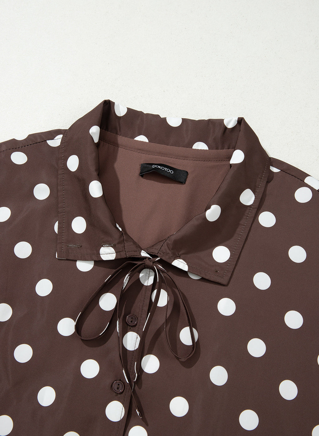 Dokotoo Womens Cropped Jacket Drawstring Zip Up Polka Dot Oversized Coats