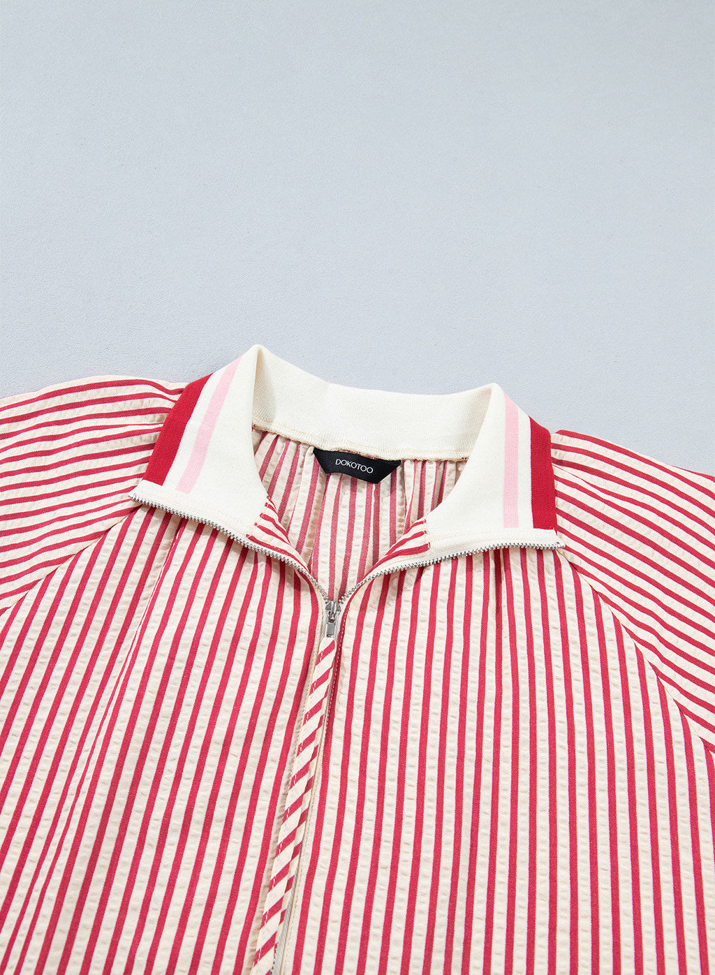 Dokotoo Women's 3/4 Sleeve Tops Striped Half Zip 2026 Fall Shirts Blouses