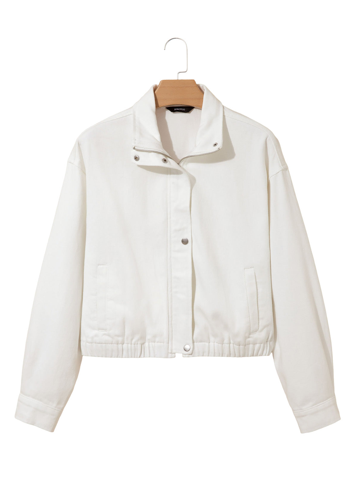 Dokotoo Womens Cropped Jean Jacket Zip Up Oversized Denim Jacket