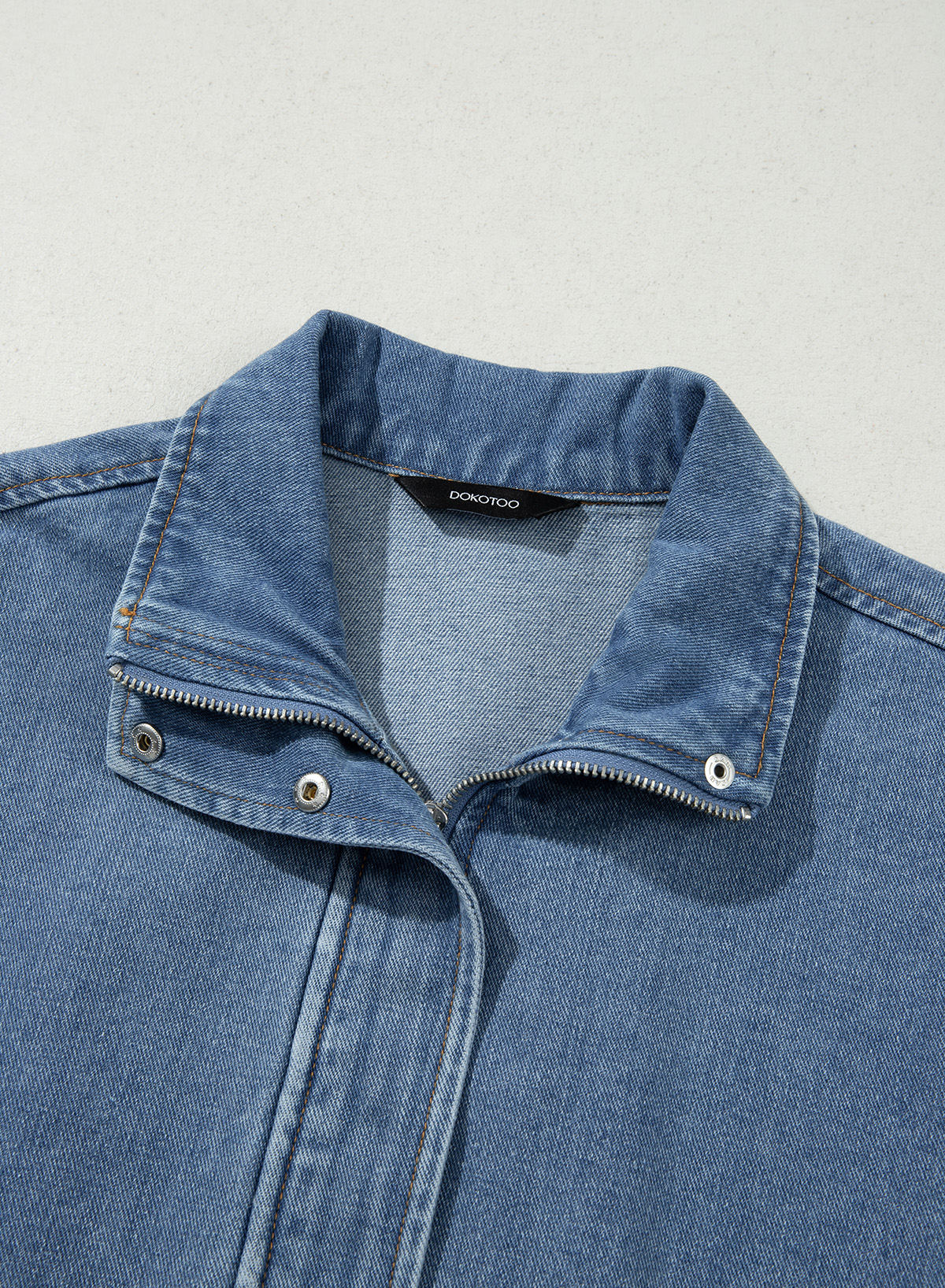 Dokotoo Womens Cropped Jean Jacket Zip Up Oversized Denim Jacket