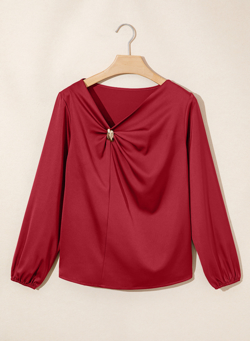 Dokotoo Womens Shirts Long Sleeve Dressy Casual V Neck Satin Top