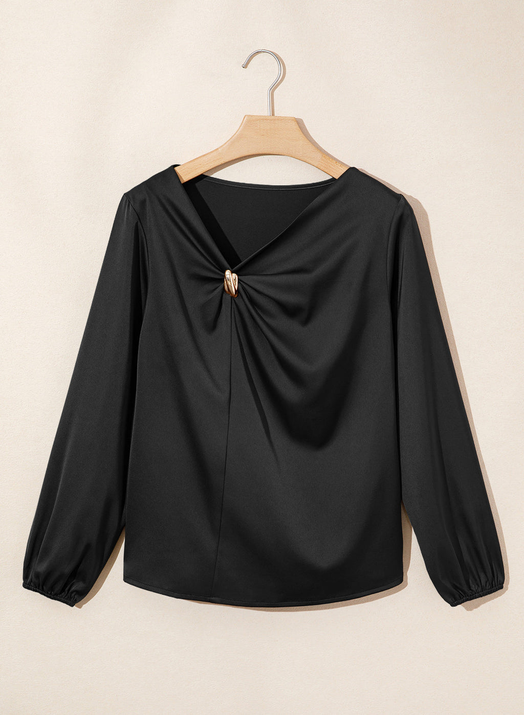 Dokotoo Womens Shirts Long Sleeve Dressy Casual V Neck Satin Top