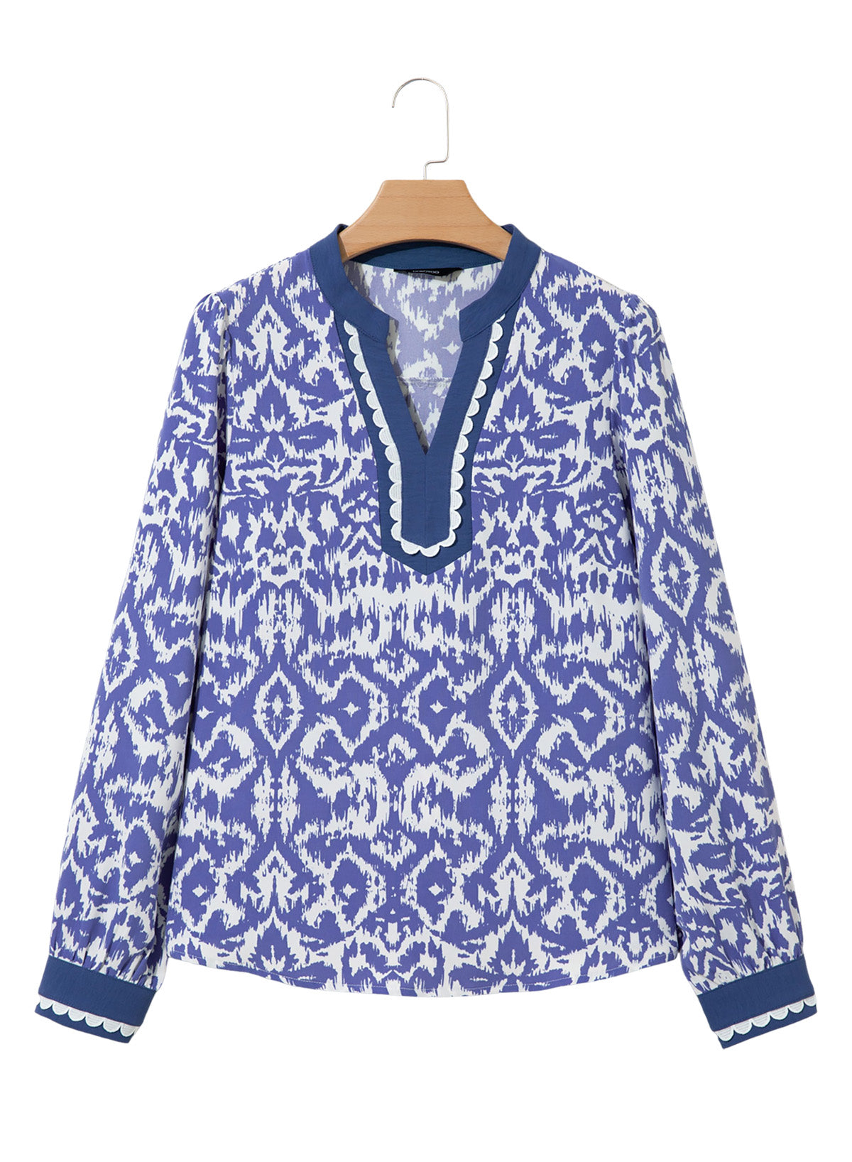 Dokotoo Womens Tops V Neck Long Sleeve Shirts Boho Trim Casual Blouses