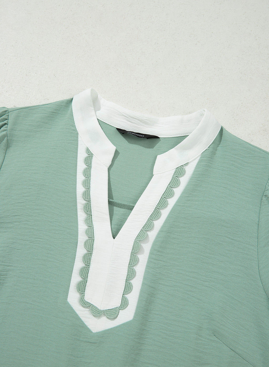 Dokotoo Womens Tops V Neck Long Sleeve Shirts Boho Trim Casual Blouses