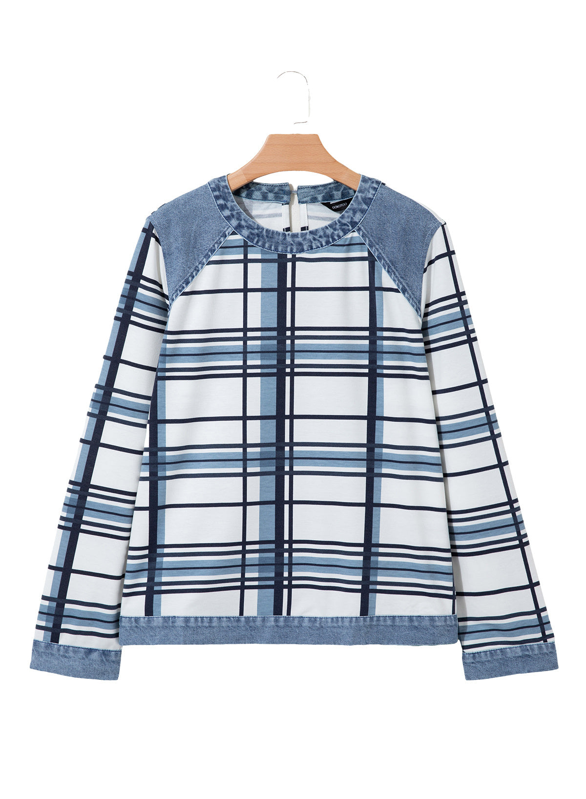Women's Patchwork Patch Round Neck Long Sleeve Casual Loose T-Shirt