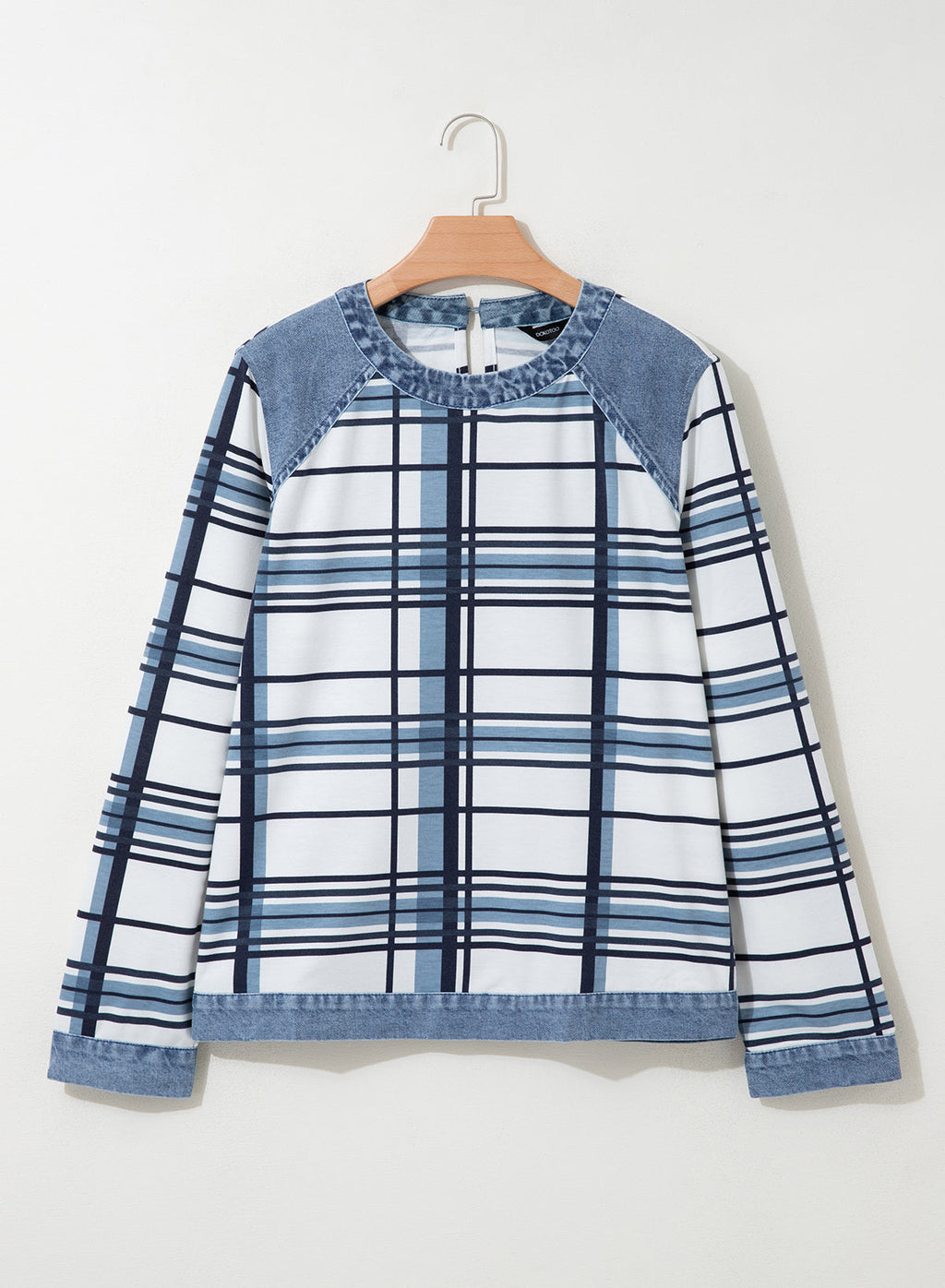 Women's Patchwork Patch Round Neck Long Sleeve Casual Loose T-Shirt