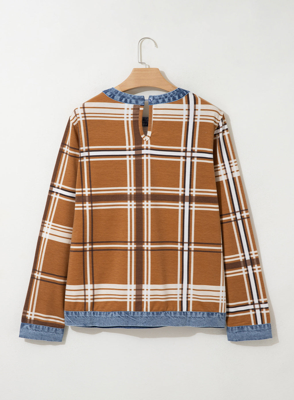 Women's Patchwork Patch Round Neck Long Sleeve Casual Loose T-Shirt