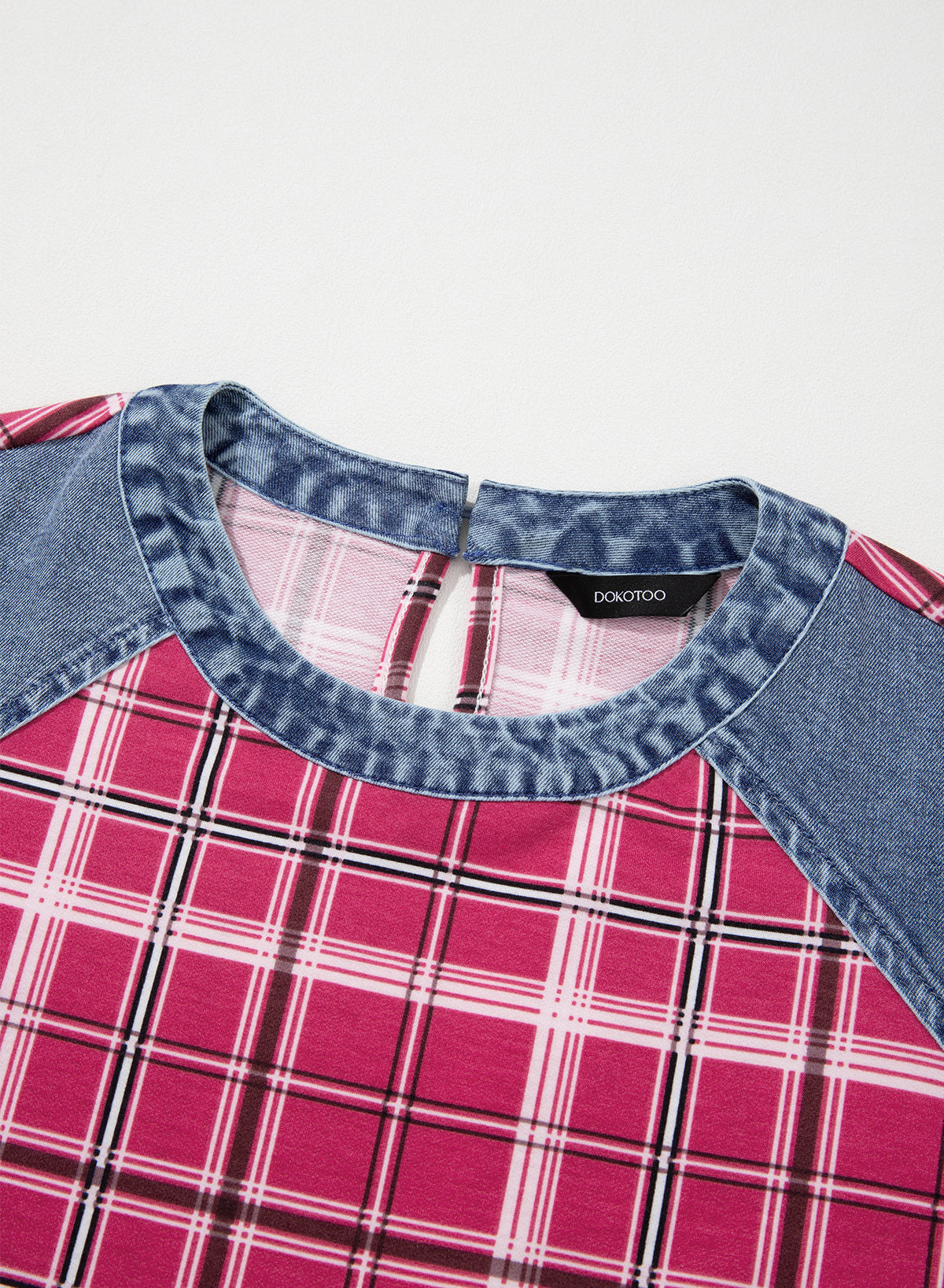 Women's Patchwork Patch Round Neck Long Sleeve Casual Loose T-Shirt