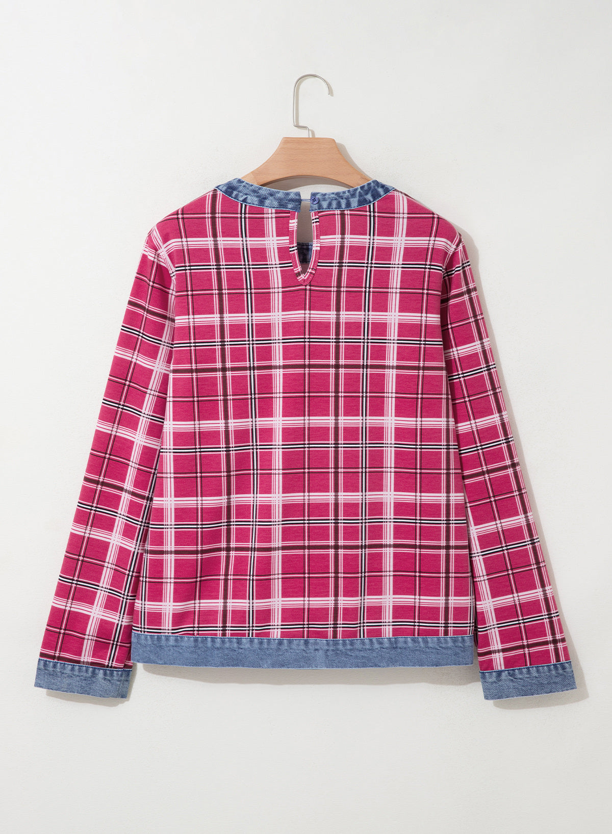 Women's Patchwork Patch Round Neck Long Sleeve Casual Loose T-Shirt