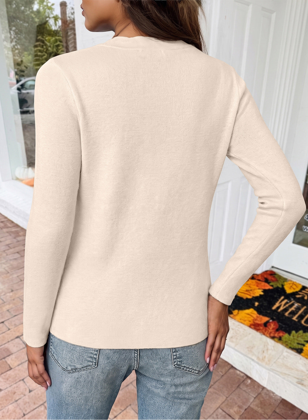 Dokotoo Womens Square Neck Long Sleeve Wool Blend Pullover Sweater