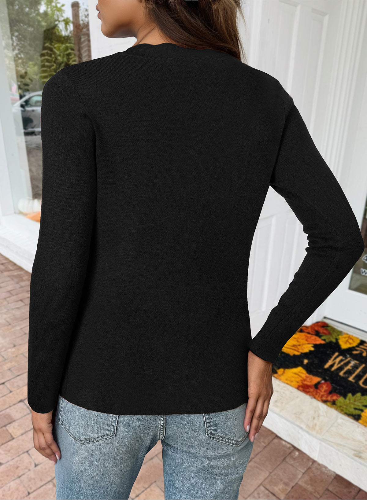 Dokotoo Womens Square Neck Long Sleeve Wool Blend Pullover Sweater