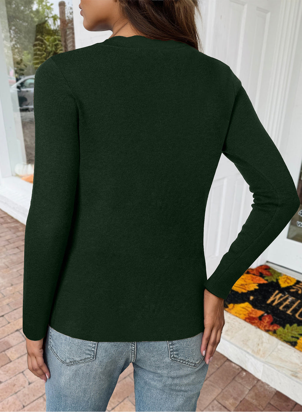 Dokotoo Womens Square Neck Long Sleeve Wool Blend Pullover Sweater