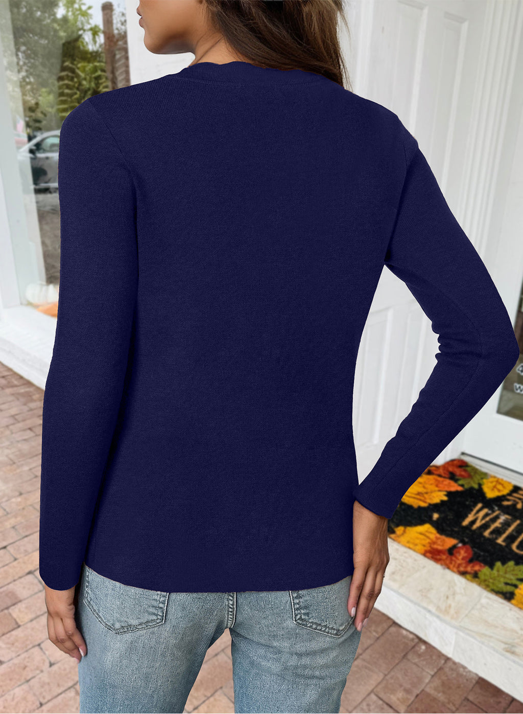 Dokotoo Womens Square Neck Long Sleeve Wool Blend Pullover Sweater