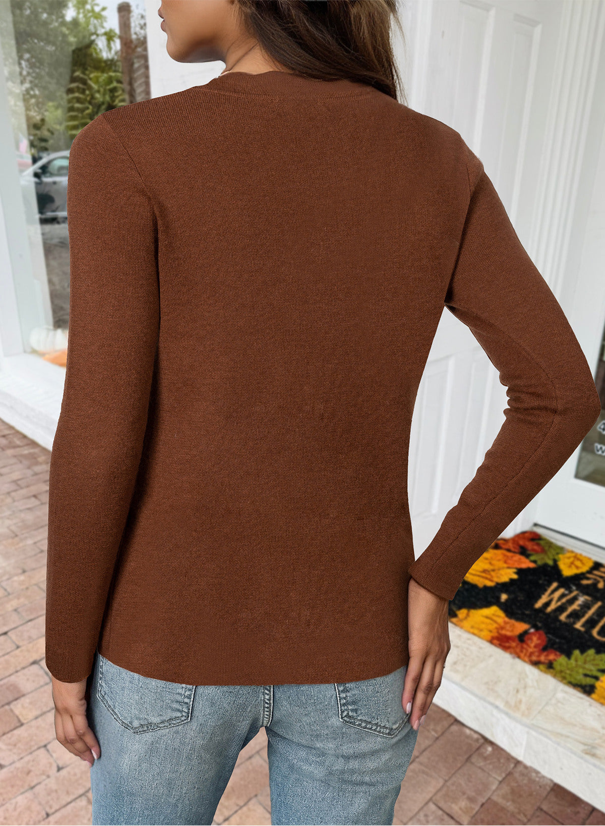 Dokotoo Womens Square Neck Long Sleeve Wool Blend Pullover Sweater