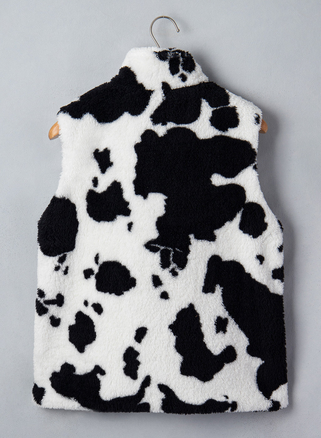 Dokotoo Womens Fleece Vest Zip Up Cow Print Sherpa Sleeveless Jacket