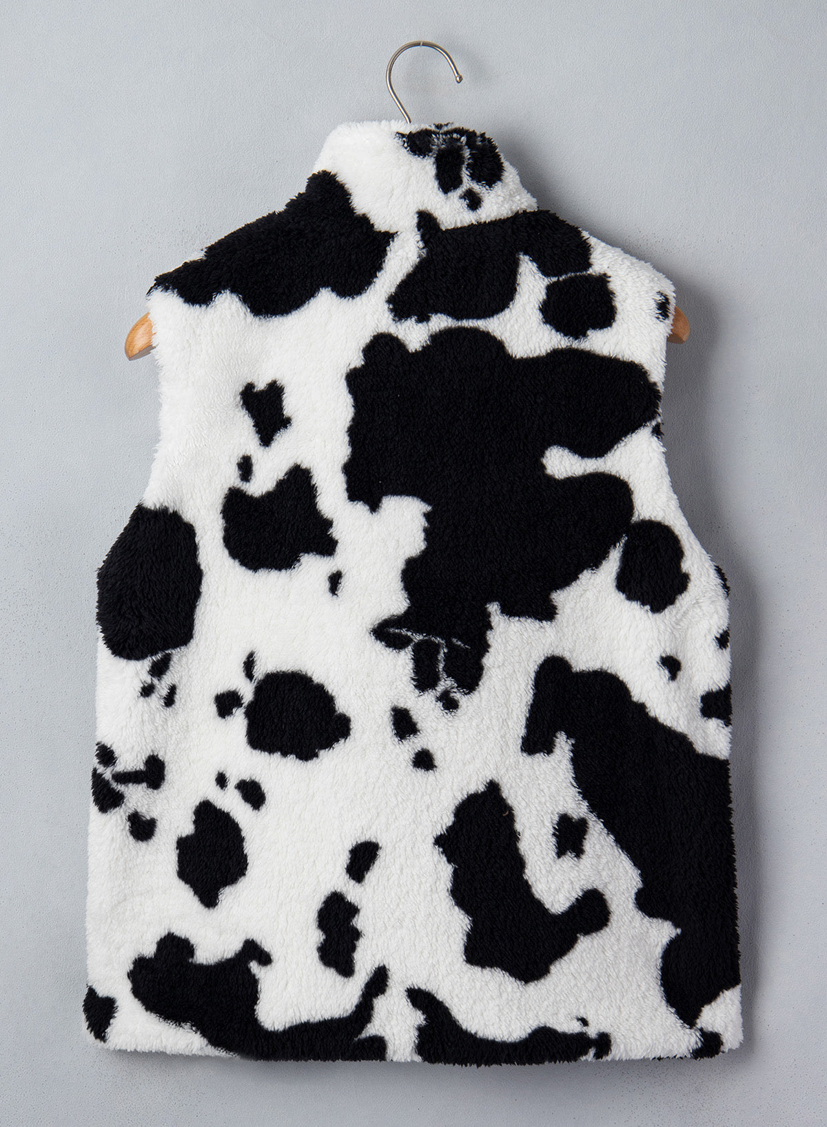 Dokotoo Womens Fleece Vest Zip Up Cow Print Sherpa Sleeveless Jacket