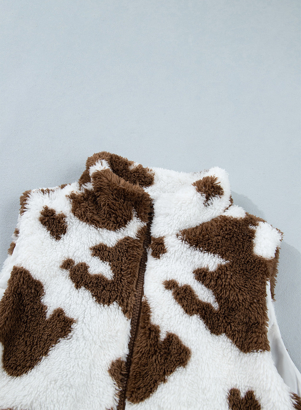Dokotoo Womens Fleece Vest Zip Up Cow Print Sherpa Sleeveless Jacket