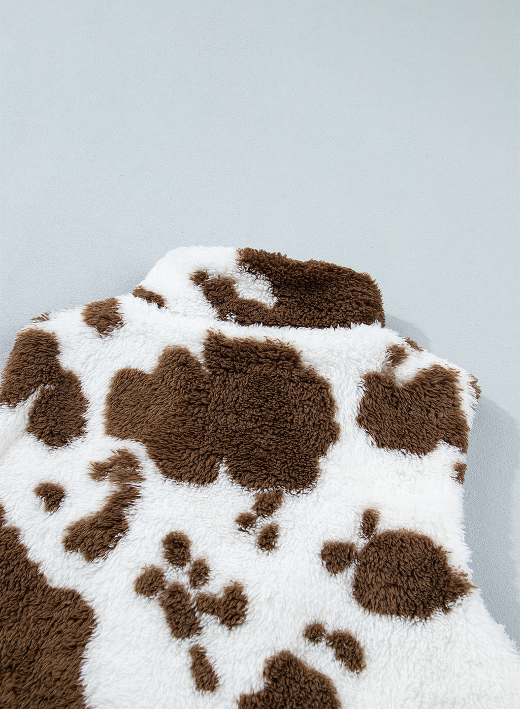 Dokotoo Womens Fleece Vest Zip Up Cow Print Sherpa Sleeveless Jacket