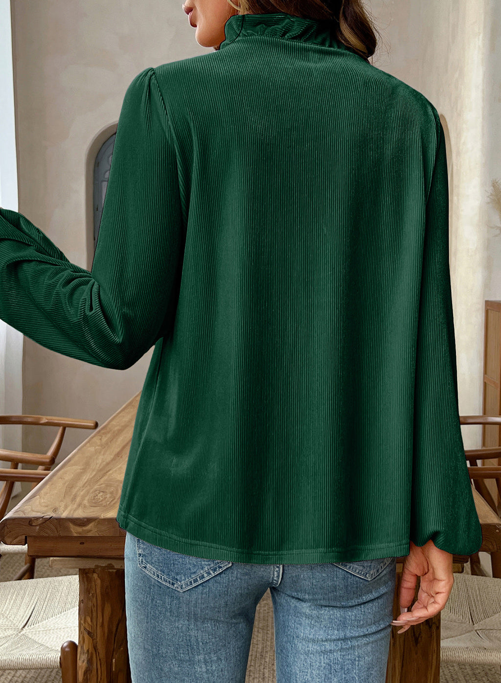 Dokotoo Womens Tops Ruffle V Neck Button Long Sleeve Shirts for Women
