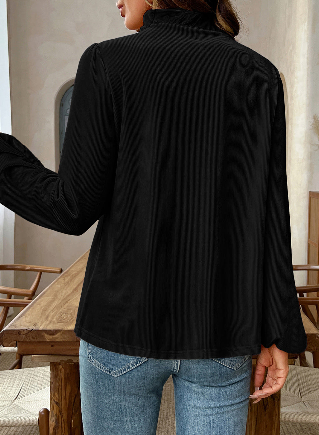 Dokotoo Womens Tops Ruffle V Neck Button Long Sleeve Shirts for Women
