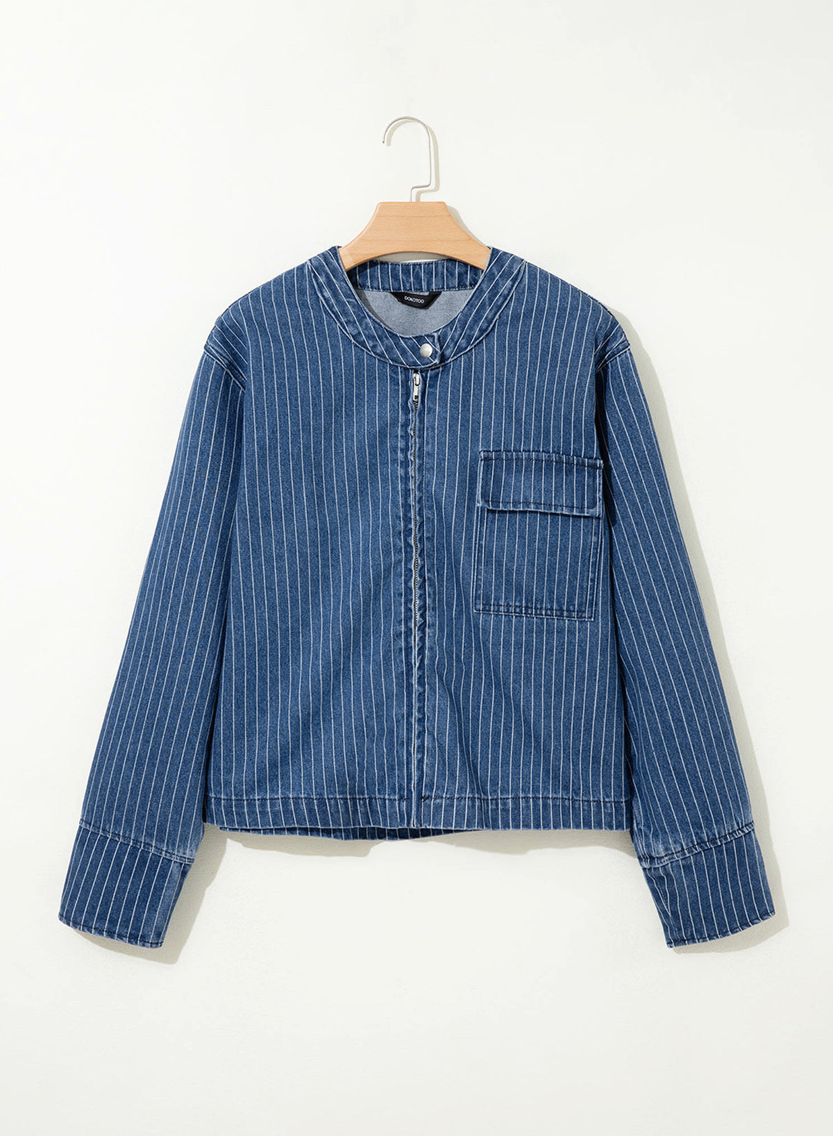Dokotoo Women's Striped Denim Jacket 2026 Fall Zipper Button Jeans Coats