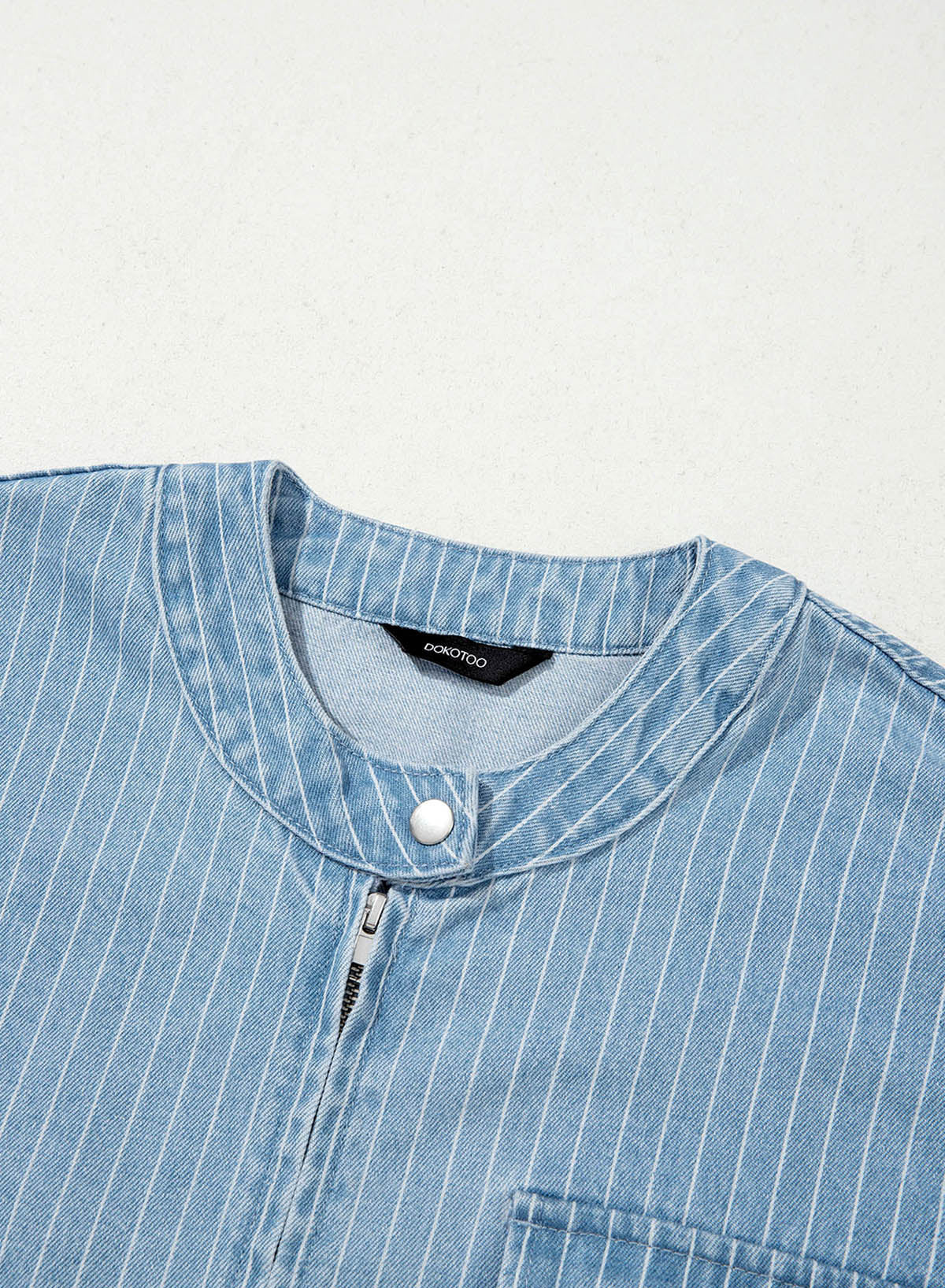 Dokotoo Women's Striped Denim Jacket 2026 Fall Zipper Button Jeans Coats