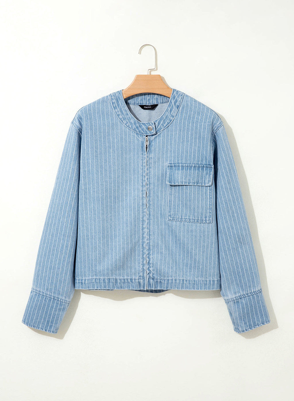 Dokotoo Women's Striped Denim Jacket 2026 Fall Zipper Button Jeans Coats
