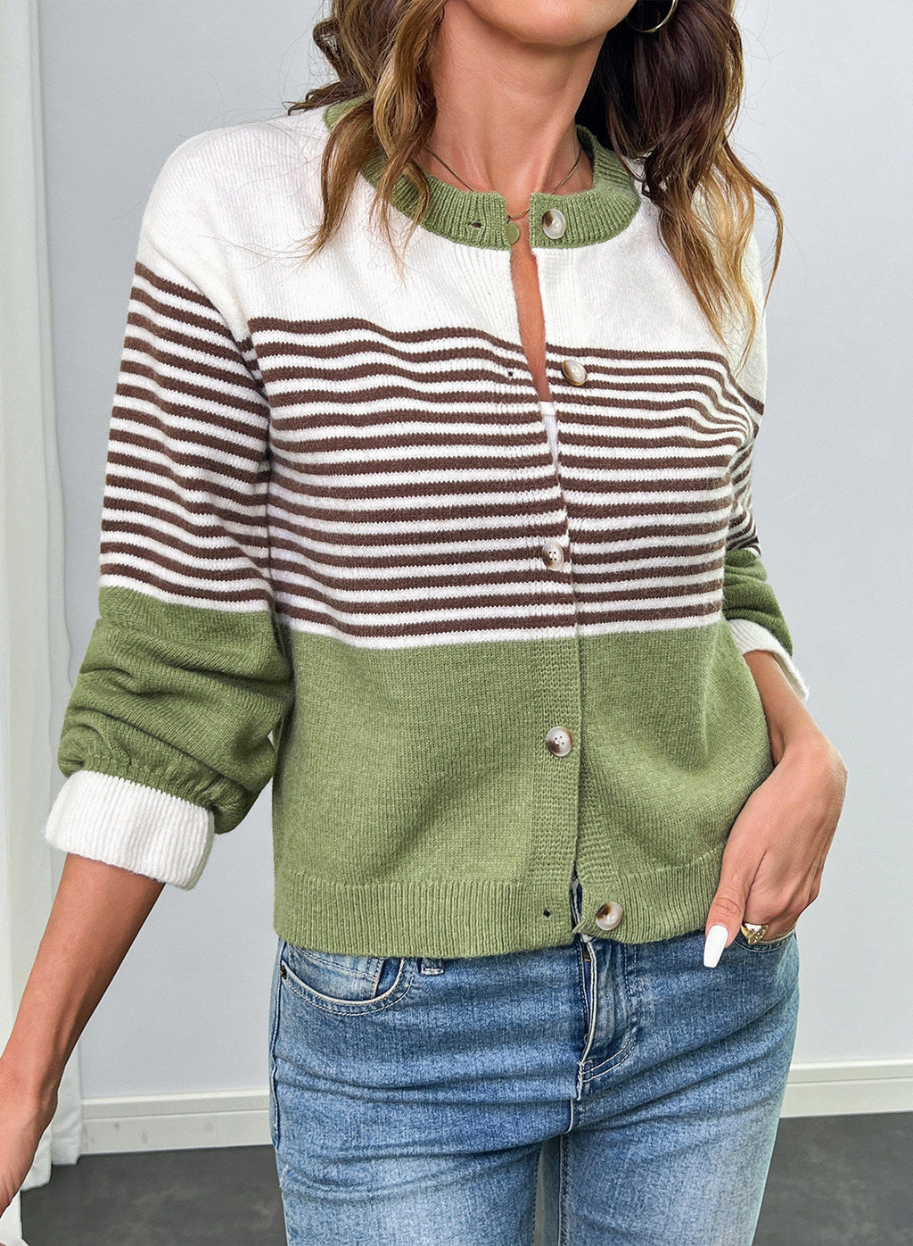 Dokotoo Cardigan Sweaters for Women Balloon Sleeve Buttons Cropped Cardigan
