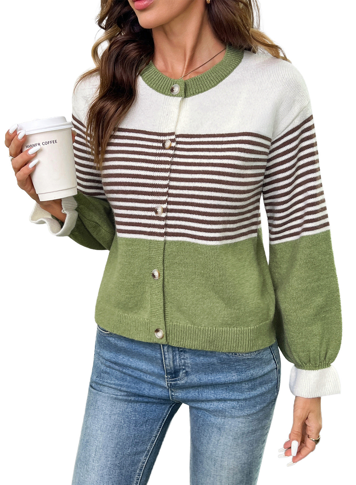 Dokotoo Cardigan Sweaters for Women Balloon Sleeve Buttons Cropped Cardigan