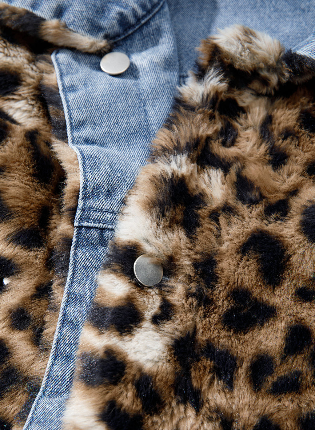 Dokotoo Womens Leopard Sherpa Fleece Thick Warm Oversized Jean Jacket