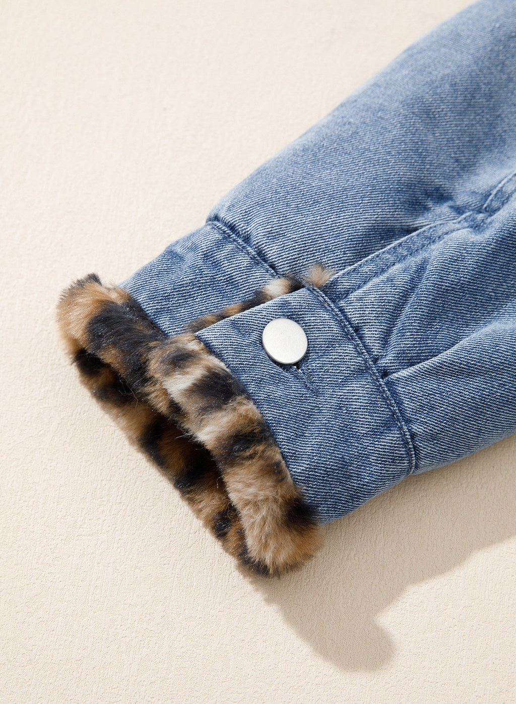 Dokotoo Womens Leopard Sherpa Fleece Thick Warm Oversized Jean Jacket