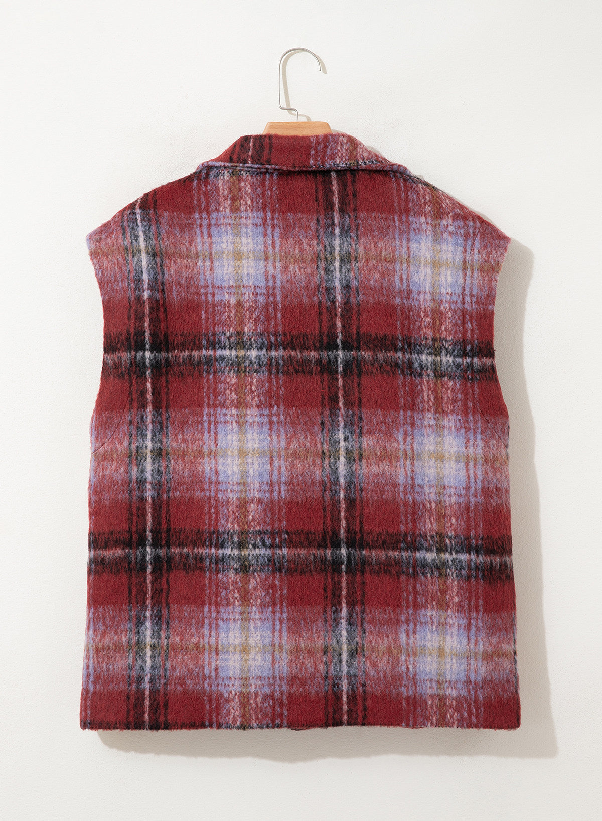 Dokotoo Oversized Plaid Vest Tops for Women Fleece Cap Sleeve Coats