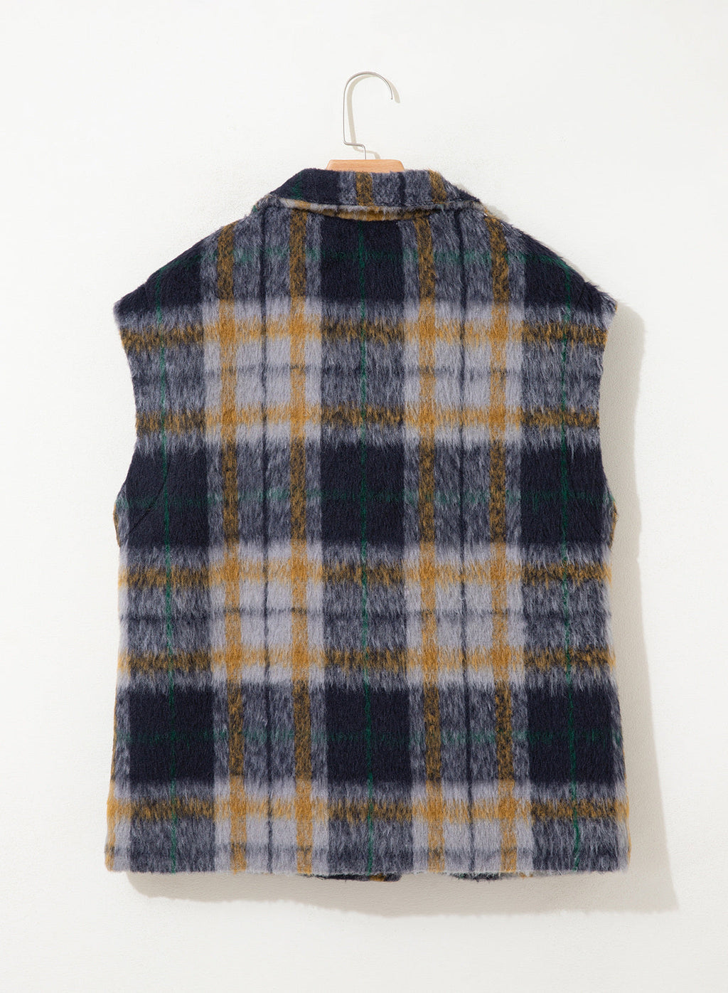 Dokotoo Oversized Plaid Vest Tops for Women Fleece Cap Sleeve Coats