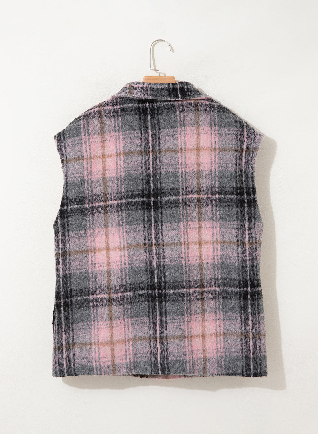 Dokotoo Oversized Plaid Vest Tops for Women Fleece Cap Sleeve Coats